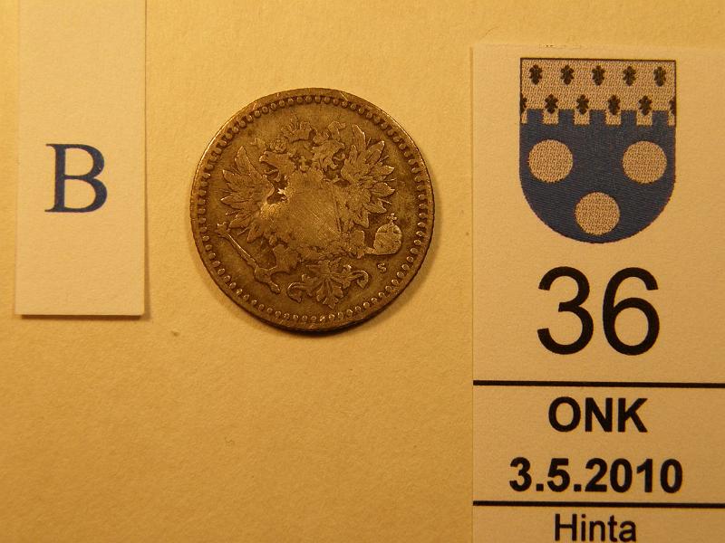 kohde_036_b.jpg - Kohde 36, tunnuspuoli 50 p 1868. Kl 2/3, lh 90,-.