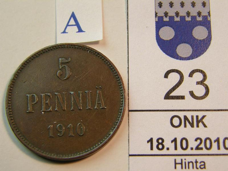 kohde_023_a.jpg - Kohde 23, arvopuoli, lhthinta: 35 € 5 p 1910, kunto: 5.