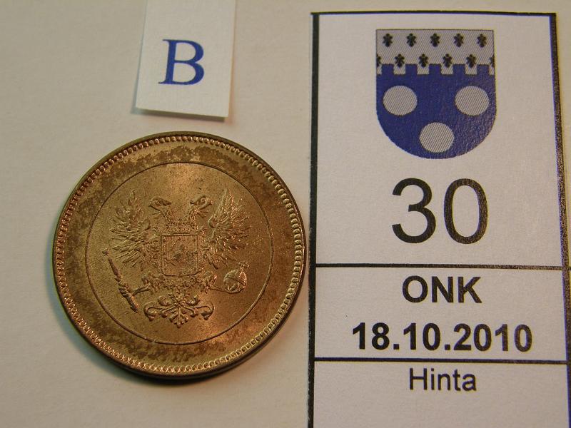 kohde_030_b.jpg - Kohde 30, tunnuspuoli, lhthinta: 20 € 5 p 1917 II vaakunassa pmv, kunto: 8/9.