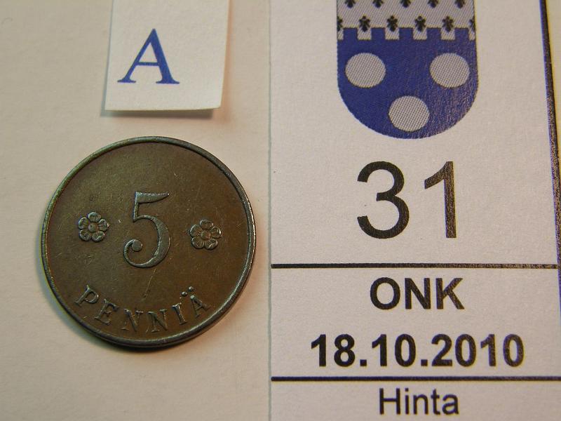 kohde_031_a.jpg - Kohde 31, arvopuoli, lhthinta: 50 € 5 p 1918 KVI SNY 94.1, kunto: 6.