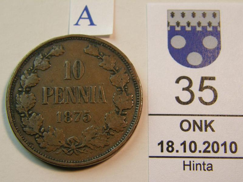 kohde_035_a.jpg - Kohde 35, arvopuoli, lhthinta: 75 € 10 p 1875 prvja, kunto: 3.