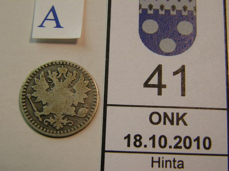 kohde_041_a.jpg - Kohde 41, tunnuspuoli, lhthinta: 495 € 25 p 1867 eprv, kunto: 2/3.