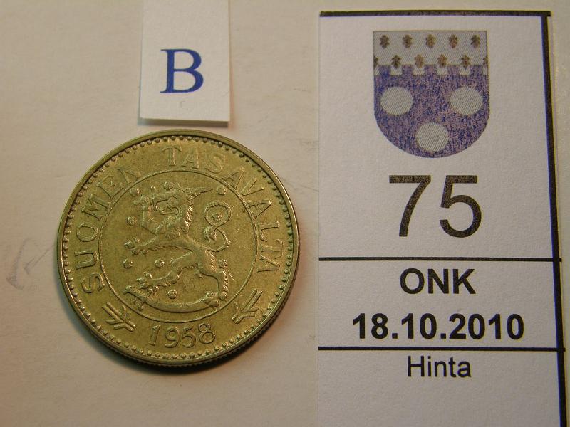 kohde_075_b.jpg - Kohde 75, tunnuspuoli, lhthinta: 30 € 50 mk 1958 leimakiiltoa, kunto: 6.