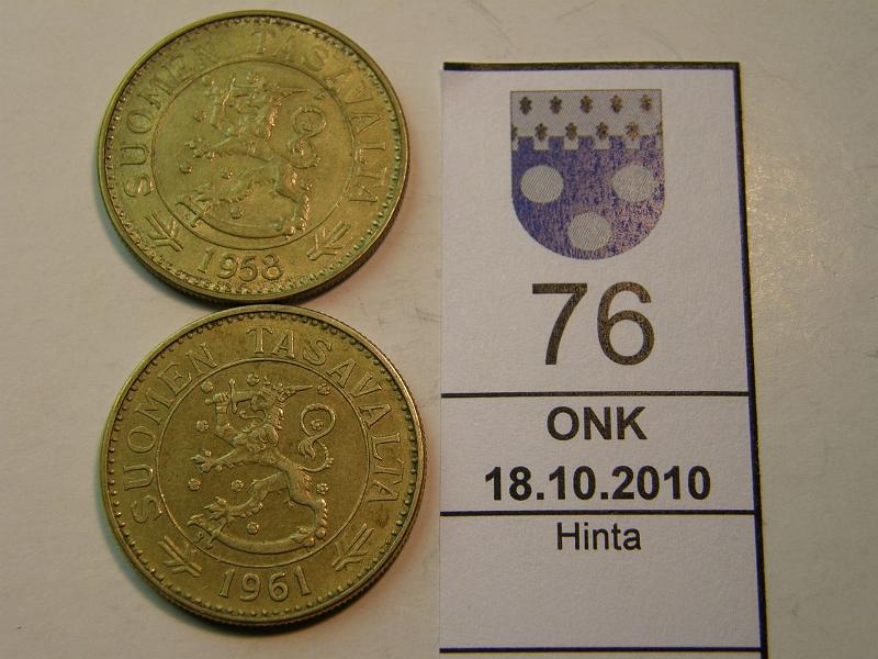 kohde_076_a.jpg - Kohde 76, lhthinta: 40 € 50 mk 1958 ja 1961, kunto: 7,6.