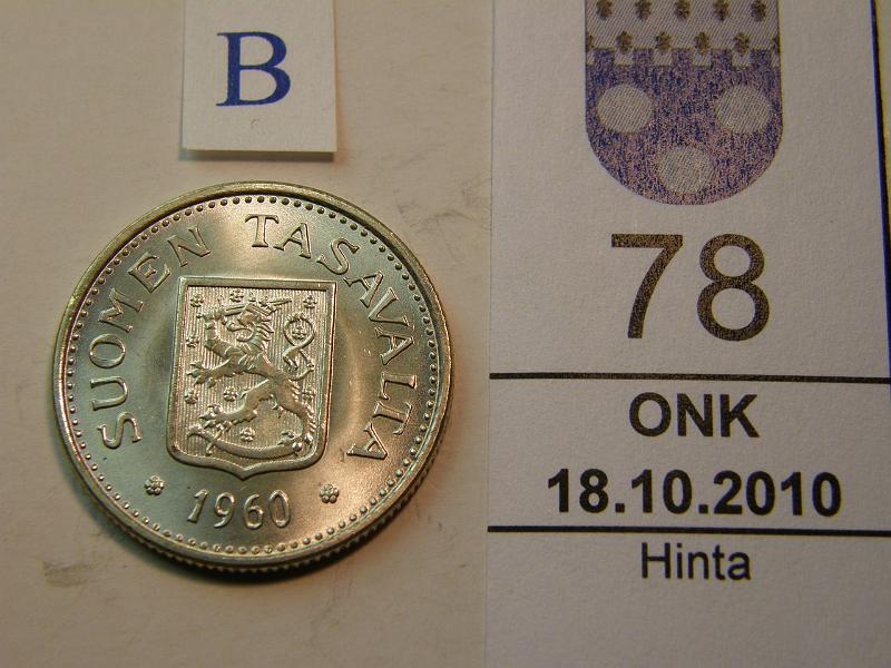 kohde_078_b.jpg - Kohde 78, tunnuspuoli, lhthinta: 15 € 100 mk 1960 Ag, hieno!, kunto: 9.