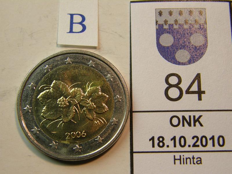 kohde_084_b.jpg - Kohde 84, tunnuspuoli, lhthinta: 60 € 2  Suomi 2006 virhekartta 2006 2 v:n 2007 isolla kartalla. Painos 55 000, osa palautettu SP:lle., kunto: 8.