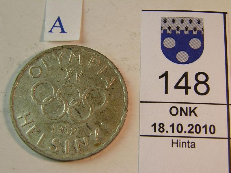 kohde_148_a.jpg - Kohde 148, tunnuspuoli, lhthinta: 18 € 500 mk 1952 Ag, SNY 656.1, hieman likaa, kunto: 6/7.