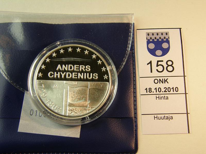 kohde_158_a.jpg - Kohde 158, lhthinta: 15 € 10  2003 Ag, proof, Chydenius, kapselissa halkeama, kotelo, tod, kunto: 10.