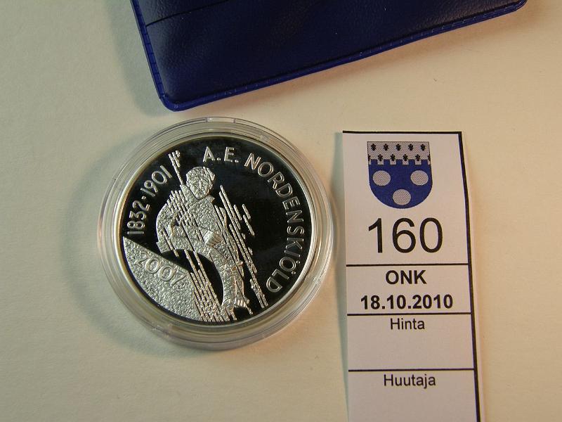 kohde_160_a.jpg - Kohde 160, lhthinta: 15 € 10  2007 Ag, proof, Nordenskjld, kapseli, kotelo, tod, kunto: 10.