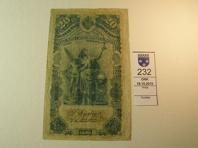 kohde_232_a.jpg - Kohde 232, lhthinta: 40 € 20 mk 1898 2. painos 3285634 WEG-Lan. Repemi, preiki. SNY 154.2, kunto: 2.