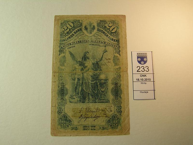 kohde_233_a.jpg - Kohde 233, lhthinta: 40 € 20 mk 1898 2. painos 2539323 STE-Jg. Prep, preiki, km:j. SNY 154.2, kunto: 2.