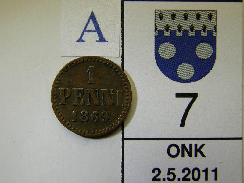 kohde_007_a.jpg - Kohde 7, arvopuoli, lhthinta: 20 € 1 p 1869 SNY 5.1 naarmu, kunto: 5.