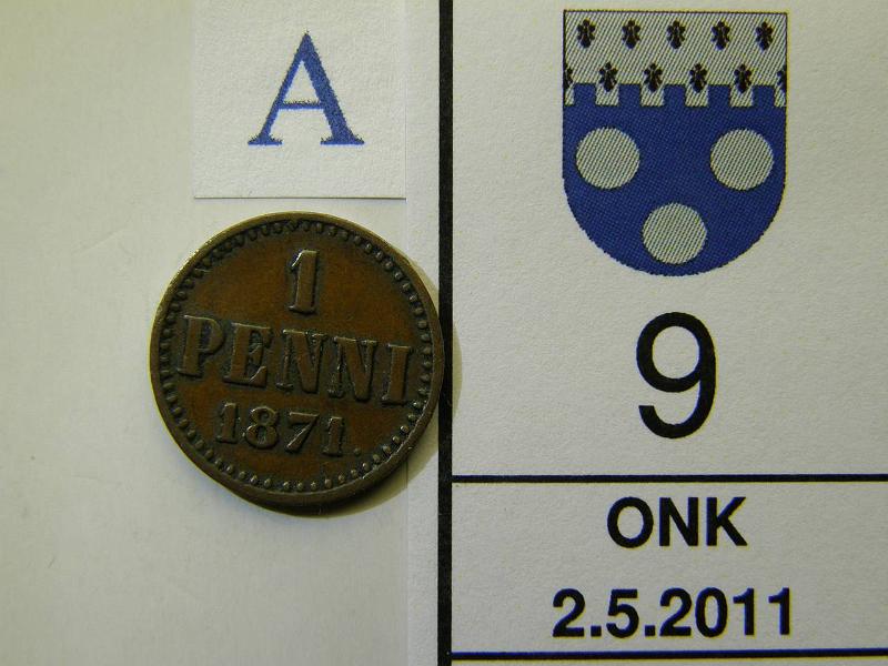 kohde_009_a.jpg - Kohde 9, arvopuoli, lhthinta: 25 € 1 p 1871 SNY 7.1, kunto: 5.