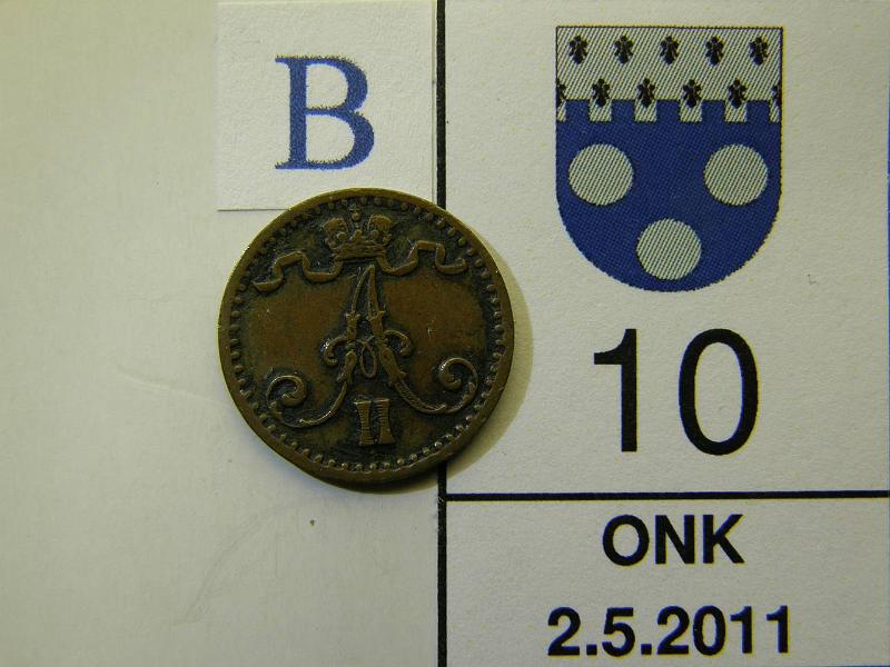 kohde_010_b.jpg - Kohde 10, tunnuspuoli, lhthinta: 25 € 1 p 1871 SNY 7.1, kunto: 4.