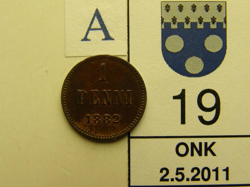 kohde_019_a.jpg - Kohde 19, arvopuoli, lhthinta: 80 € 1 p 1882 puhd, nja, kunto: 3/4.