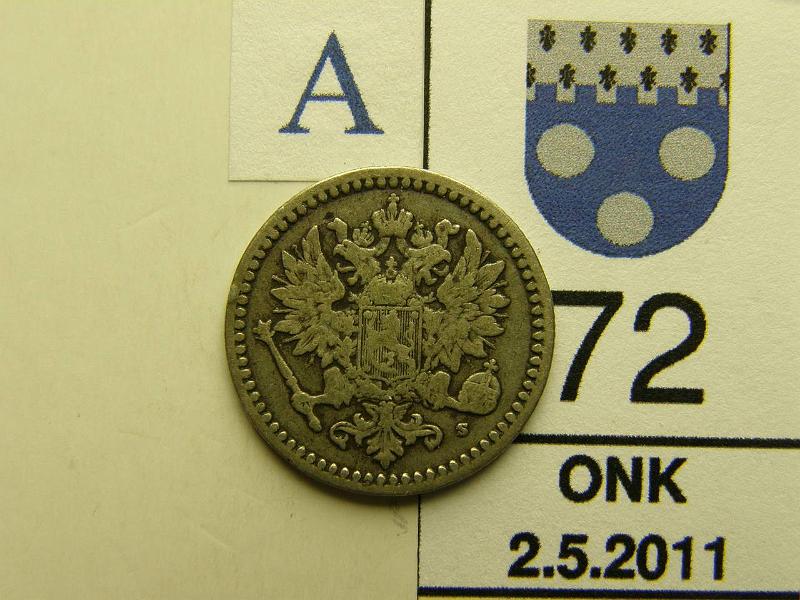 kohde_072_a.jpg - Kohde 72, tunnuspuoli, lhthinta: 5 € 50 p 1871 Ag, SNY 320.1, eprv, kunto: 4.