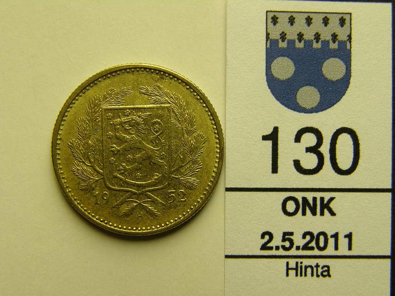 kohde_130_a.jpg - Kohde 130, lhthinta: 5 € 5 mk 1952, kunto: 6.