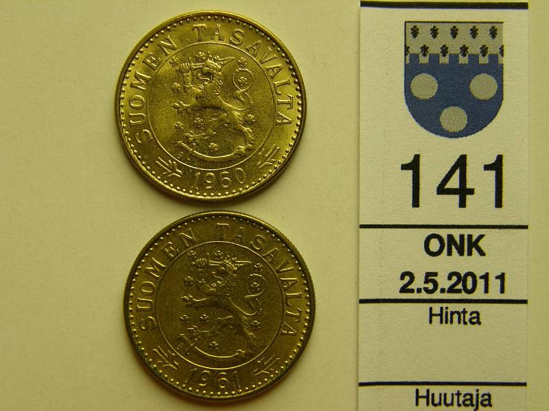 kohde_141_a.jpg - Kohde 141, lhthinta: 30 € 20 mk 1960, -61 leimakiiltoisia, kunto: 9,8.