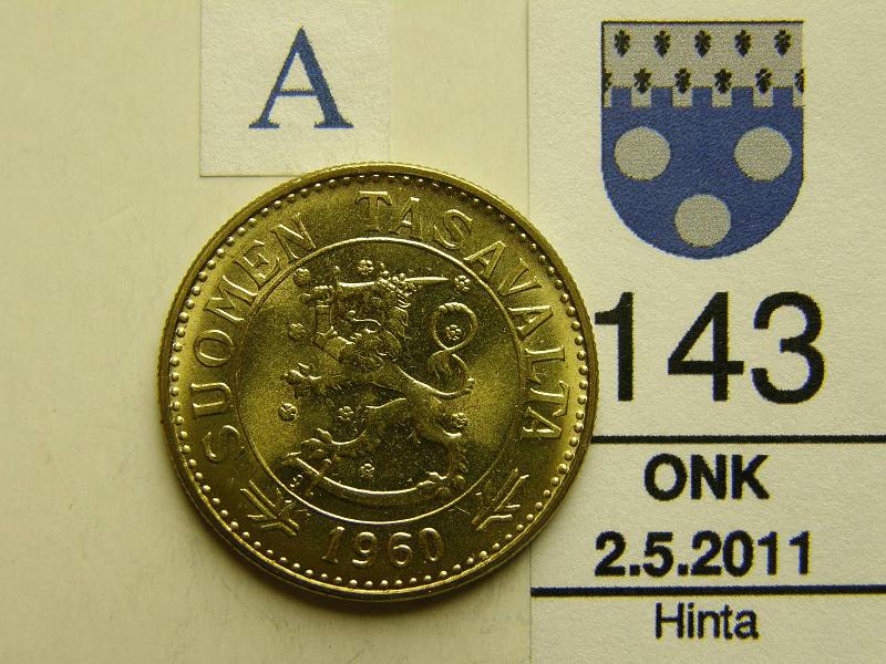 kohde_143_a.jpg - Kohde 143, tunnuspuoli, lhthinta: 70 € 50 mk 1960, kunto: 9.