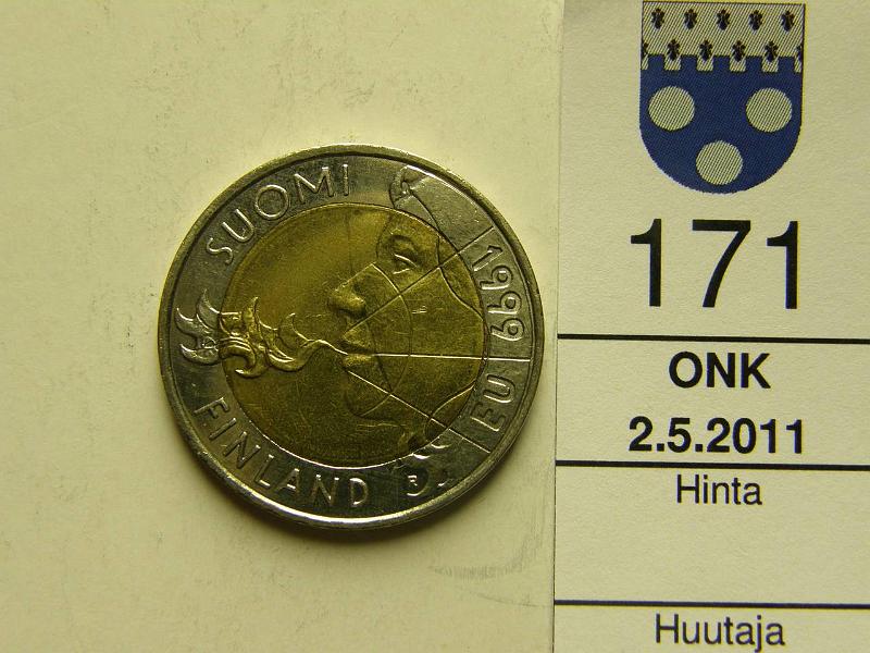 kohde_171_a.jpg - Kohde 171, lhthinta: 10 € 10 mk 1999 EU liekinpuhaltaja, kunto: 8.