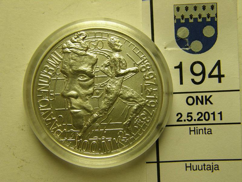 kohde_194_a.jpg - Kohde 194, lhthinta: 18 € 100 mk 1997 Ag, Nurmi, kapseli, kunto: 9.