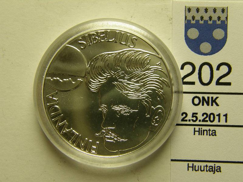 kohde_202_a.jpg - Kohde 202, lhthinta: 30 € 100 mk 1999 Ag, Sibelius, kapseli, kunto: 10.