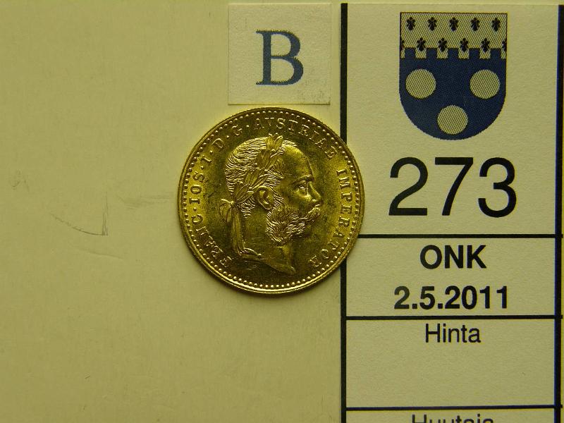 kohde_273_b.jpg - Kohde 273, arvopuoli, lhthinta: 95 € Itvalta 1 dukat 1915 KM#2267 Au, 3, 4909g / 986, Franz Joseph I, uusintalynti, kunto: 8.