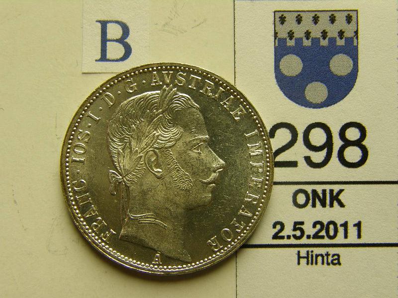 kohde_298_b.jpg - Kohde 298, tunnuspuoli, lhthinta: 10 € Itvalta 1 florin / gulden 1862A KM#2219 12.26 g / 900, Franz-Josef, kunto: 9.