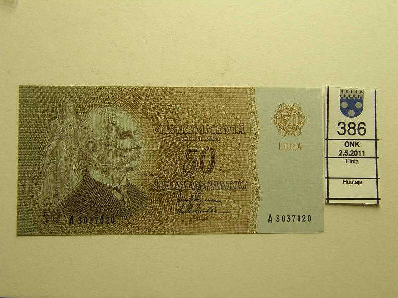 kohde_386_a.jpg - Kohde 386, lhthinta: 60 € 50 mk 1963 LA SNY 170.3, A3037020 LEI-Luu, kunto: 8.