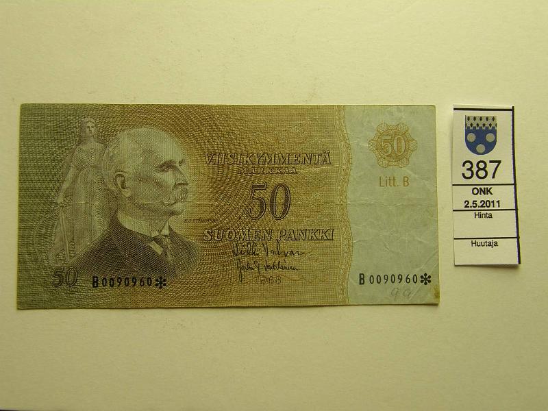 kohde_387_a.jpg - Kohde 387, lhthinta: 30 € 50 mk 1963* LB SNY 170.6, B0090960* VAL-Vou, tahroja, kynmerk, korvaava, kunto: 4.