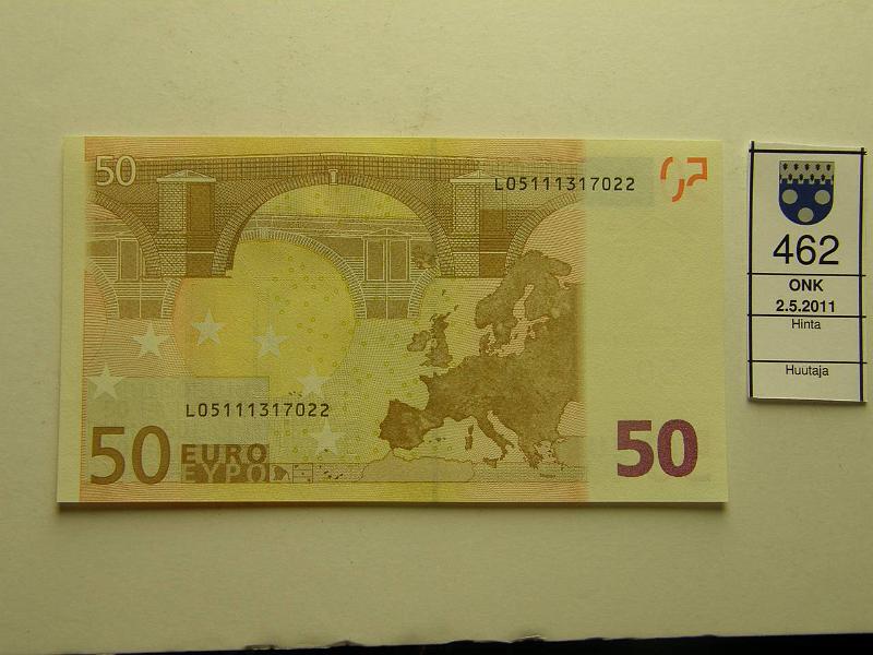 kohde_462_a.jpg - Kohde 462, lhthinta: 100 € 50 € 2002 Suomi L/d L05111317022 Dui. D001E3, kunto: 9.