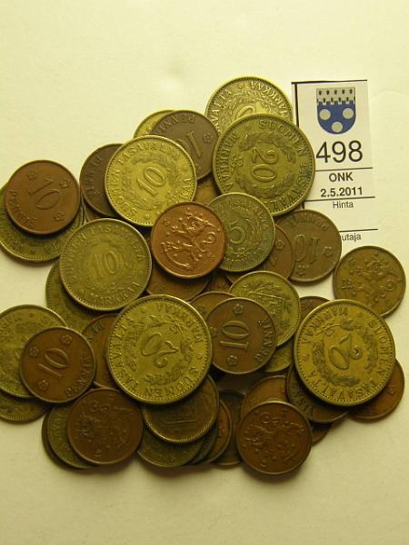 kohde_498_a.jpg - Kohde 498, lhthinta: 25 € Suomi 1919-51 (48) Cu. 10p 1919-40 (30) Br, Me 5mk 1931-51(9), 10mk 1929-38(6), 20mk 1934-39(3), kunto: vk.