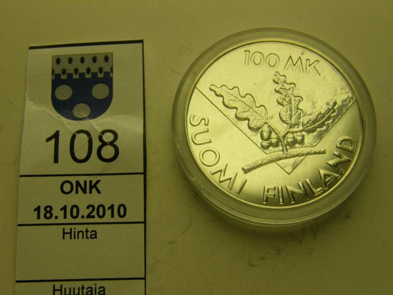 kohde_108_a.jpg - Kohde 108, lhthinta: 20 € / myyntihinta: 23 € 100 mk 1995 Ag, YK, kapseli, kunto: 9.