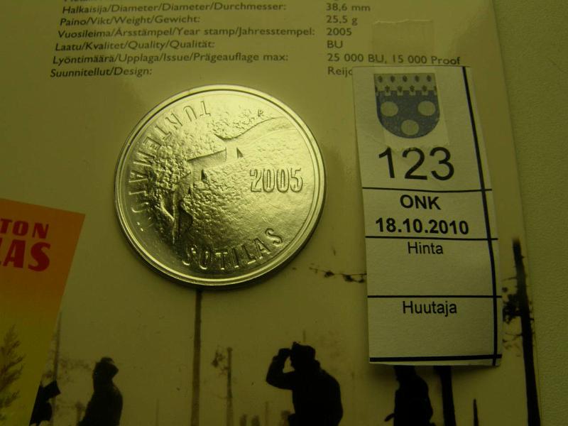 kohde_123_a.jpg - Kohde 123, lhthinta: 15 € / myyntihinta: 20 € 10 € 2005 Ag, Proof, Tuntematon sotilas, kortissa, kunto: 10.