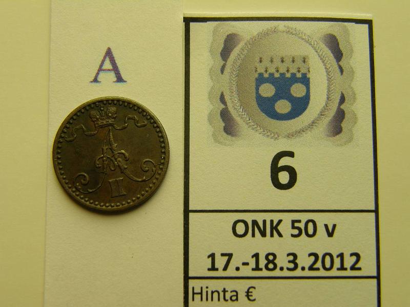 k-0006-a.jpg - Kohde 6 (kuva 1/2), lhthinta: 15 € / myyntihinta: 40 € 1 p 1869 SNY 5.1, kunto: 6/7