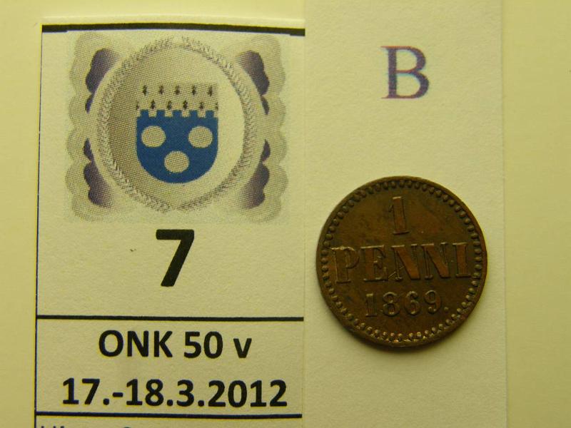 k-0007-b.jpg - Kohde 7 (kuva 2/2), lhthinta: 50 € / myyntihinta: 50 € 1 p 1869 SNY 5.1 leimakiiltoa, kunto: 6