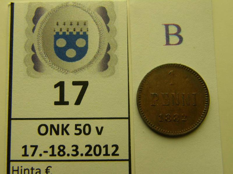 k-0017-b.jpg - Kohde 17 (kuva 2/2), lhthinta: 45 € / myyntihinta: 135 € 1 p 1882 puhd, vaakunap. nja, kunto: 6