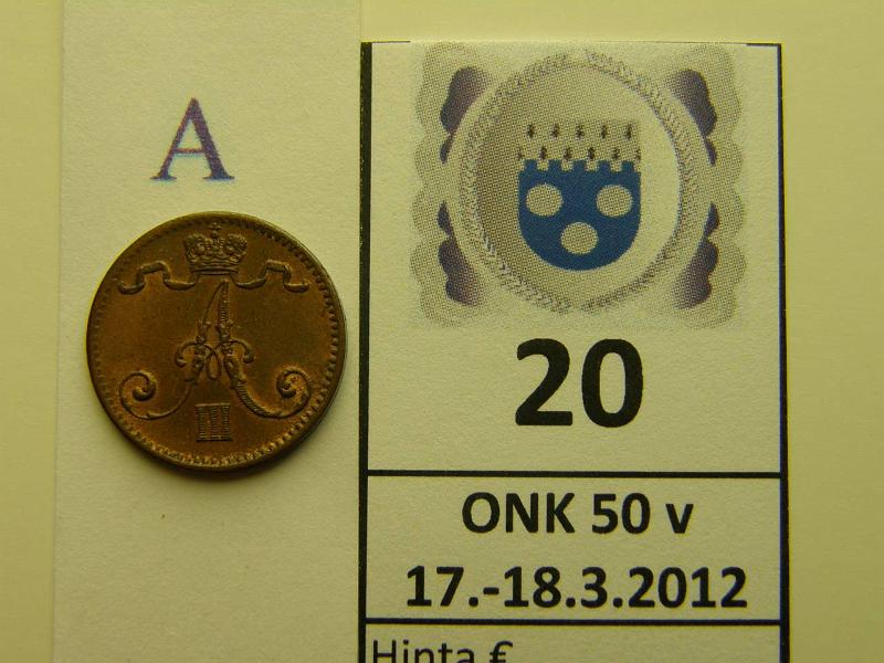 k-0020-a.jpg - Kohde 20 (kuva 1/2), lhthinta: 5 € / myyntihinta: 5 € 1 p 1888 leimakiiltoinen, kunto: 7/8