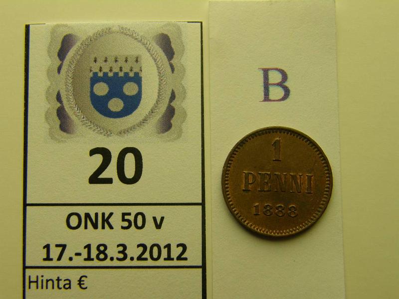 k-0020-b.jpg - Kohde 20 (kuva 2/2), lhthinta: 5 € / myyntihinta: 5 € 1 p 1888 leimakiiltoinen, kunto: 7/8