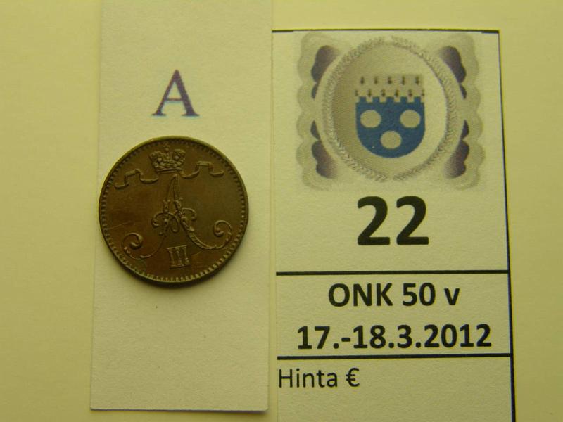 k-0022-a.jpg - Kohde 22 (kuva 1/2), lhthinta: 5 € 1 p 1894 pilkahdus leimakiiltoa, kunto: 8