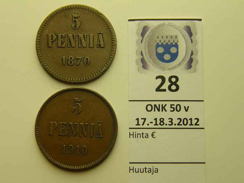 k-0028-a.jpg - Kohde 28, lhthinta: 30 € / myyntihinta: 54 € 5 p 1870, 1910 prvja, kunto: 2,5