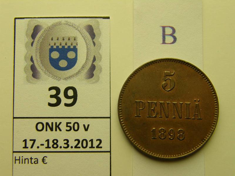 k-0039-b.jpg - Kohde 39 (kuva 2/2), lhthinta: 80 € 5 p 1898 el.puhd, kunto: 7