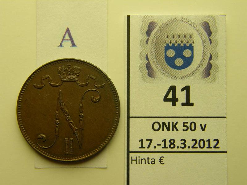 k-0041-a.jpg - Kohde 41 (kuva 1/2), lhthinta: 15 € 5 p 1899 , kunto: 7