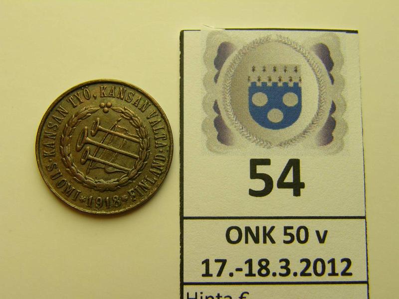 k-0054-a.jpg - Kohde 54, lhthinta: 125 € 5 p 1918 KV II SNY 94.2 el.puhd, kunto: 6/5