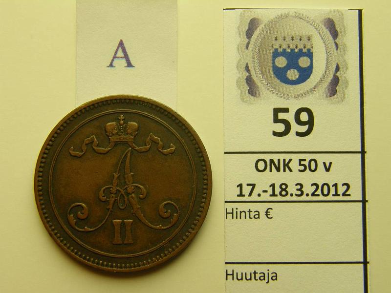 k-0059-a.jpg - Kohde 59 (kuva 1/2), lhthinta: 20 € 10 p 1865 , kunto: 5/6