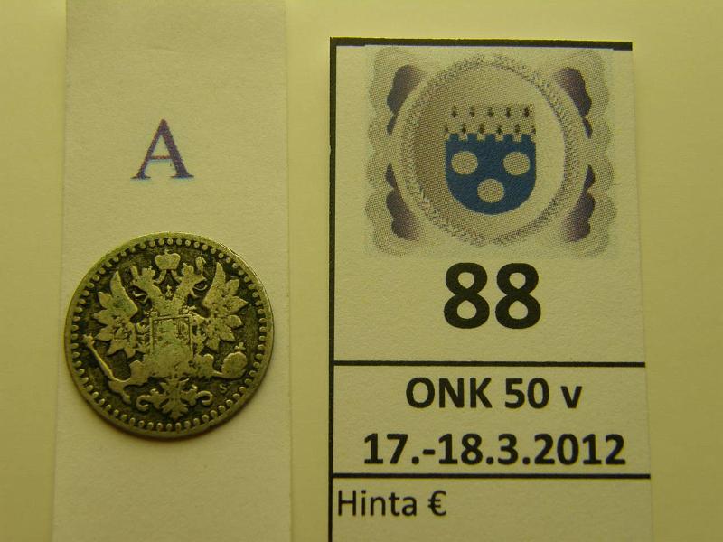 k-0088-a.jpg - Kohde 88 (kuva 1/2), lhthinta: 15 € / myyntihinta: 21 € 25 p 1869 Ag, SNY 269.2.2 taipuma, pij, kunto: 2/3