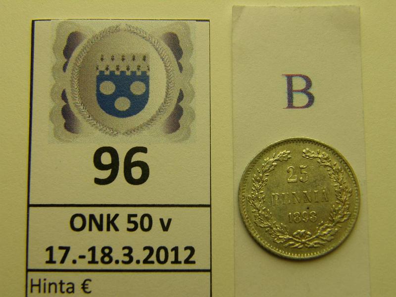 k-0096-b.jpg - Kohde 96 (kuva 2/2), lhthinta: 15 € / myyntihinta: 18 € 25 p 1898 Ag, SNY 280.1, leimakiiltoa, kunto: 7