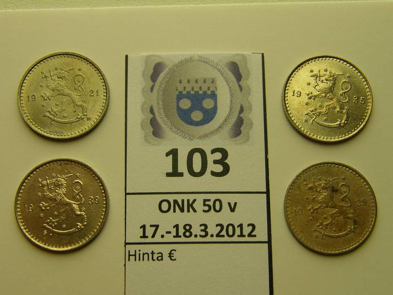 k-0103-a.jpg - Kohde 103, lhthinta: 10 € / myyntihinta: 16 € 25 p Er (4) 1921, 35, 29, 39, kunto: 7-9