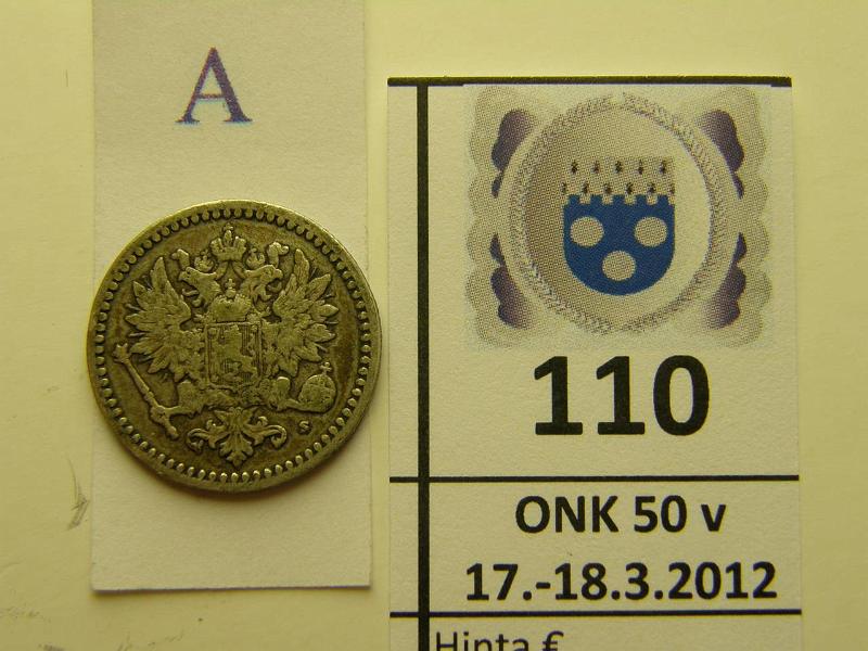 k-0110-a.jpg - Kohde 110 (kuva 1/2), lhthinta: 5 € 50 p 1871 Ag, SNY 320.1, kunto: 4/5