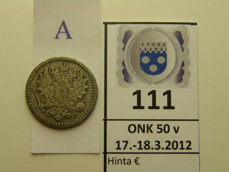 k-0111-a.jpg - Kohde 111 (kuva 1/2), lhthinta: 5 € 50 p 1871 Ag, SNY 320.1, kunto: 3/4